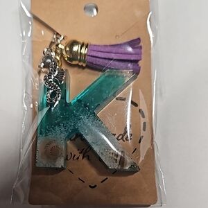 🟠Handmade Resin Keychain with Purple Tassel🟠